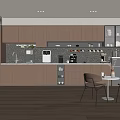 Modern Open Kitchen Interior Design With Wooden Cabinets Island And Dining Table 3d model
