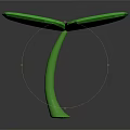 Green Low Poly Four Leaf Clover Plant With Four Leaves And Green Stem