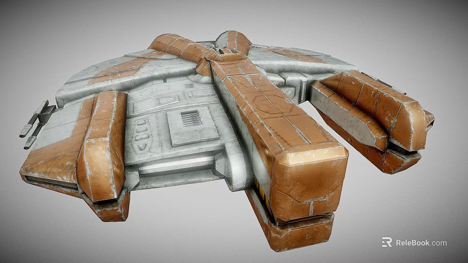 Futuristic Sci Fi Spacecraft With Metallic Structure And Engine Components 3d model 