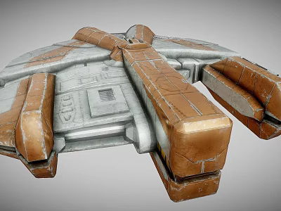 Futuristic Sci Fi Spacecraft With Metallic Structure And Engine Components 3d model