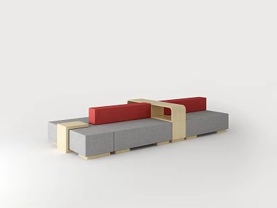 Modern Sectional Sofa Design With Gray Upholstery Red Backrest And Gold Metal Frame 3d model