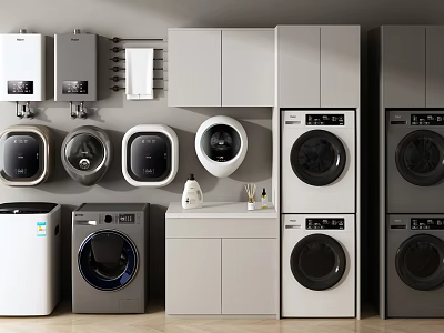 Washing Machine Washing Machine Cabinet Washing and Drying Machine Dryer Wall-mounted Washing Machine Mini Washing Machine Water Heater 3d model