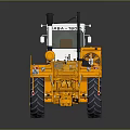 Yellow Motor Grader With White Enclosed Cab Large Tires And Steel Structure