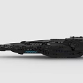 Black Spaceship Model Built with Detailed Building Blocks and Blue Accents