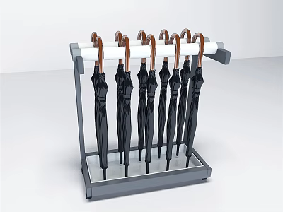 Sturdy Metal Umbrella Stand Holding Multiple Black Umbrellas For Home Use 3d model