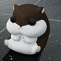 Cute Hamster Stuffed Toy with Big Black Eyes Brown White Fur Sitting Posture
