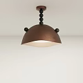 Elegant Brown Hemispherical Chandelier With Black Spherical Accents And Warm Light