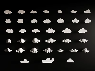 White Cloud Shaped Wall Decor Arranged On Black Background For Stylish Home Decor 3d model