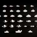 White Cloud Shaped Wall Decor Arranged On Black Background For Stylish Home Decor