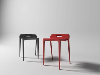 Modern Minimalist Bar Stools in Black and Red with Sleek Design 3d model