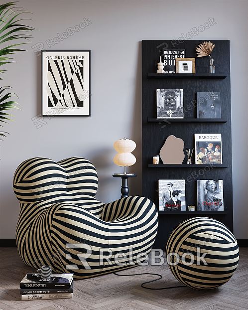 Modern Bookshelf Single Chair Bookshelf Combination model