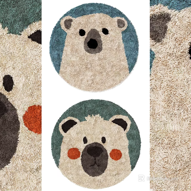 Round Carpets With Cute Polar Bear Patterns In Different Colors 3d model 