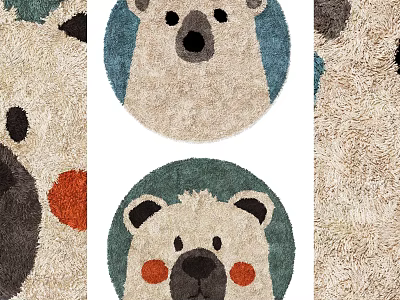 Round Carpets With Cute Polar Bear Patterns In Different Colors 3d model