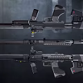 Tactical Weapons And Gear Display With Guns Helmet Backpack And Ammunition