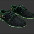 Navy Blue Suede Casual Shoes With Lace Up Design White Sole And Brown Heel Accent