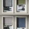 Various Window Roller Blinds In Different Colors For Modern Home Windows With Garden Views
