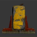 Yellow And Black Striped Traffic Barrier With Red Base And Worn Surface Texture 3d model