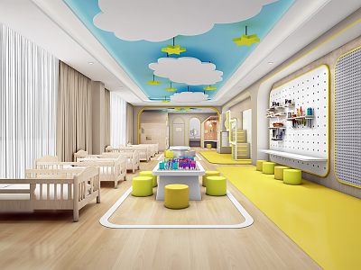 Modern kindergarten sub-activity room 3d model