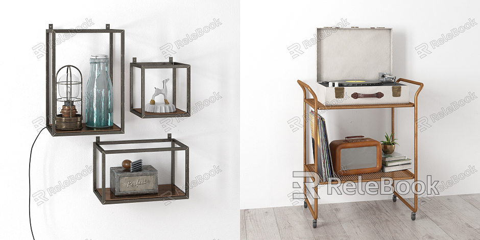 Industrial LOFT Storage Rack Interior Decoration model