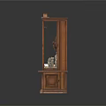 Vintage Wooden Display Cabinet With Glass Doors And Various Exhibits Inside