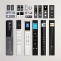 Various Modern Control Panels With Buttons Screens And Function Icons In Black White Gray 3d model