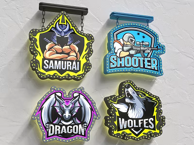 Modern advertising light box e-sports team icon 3d model