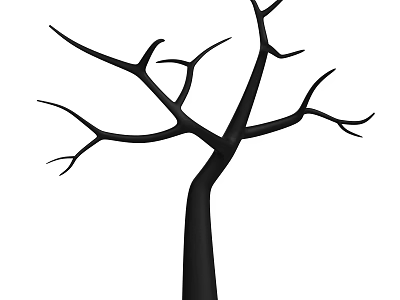 Leafless Tree With Black Trunk And Bare Branches Isolated On White Background 3d model
