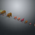 Colorful Animal Figurines Including Deer Bear Fox And Smaller Species On Gray Background