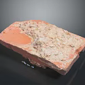 Red Brick Natural Stone With Rough Surface Texture White Spots And Bottom Debris 3d model