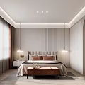 Double Bed Featuring Gray Upholstered Headboard Brown Pillows Beige Bedspread And Brown Bench
