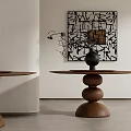 Table Round Table Log Table Hanging Painting 3d model
