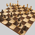 Classic Wooden Chess Set with Handcrafted Chessboard and Game Pieces for Strategic Board Game Entertainment 3d model