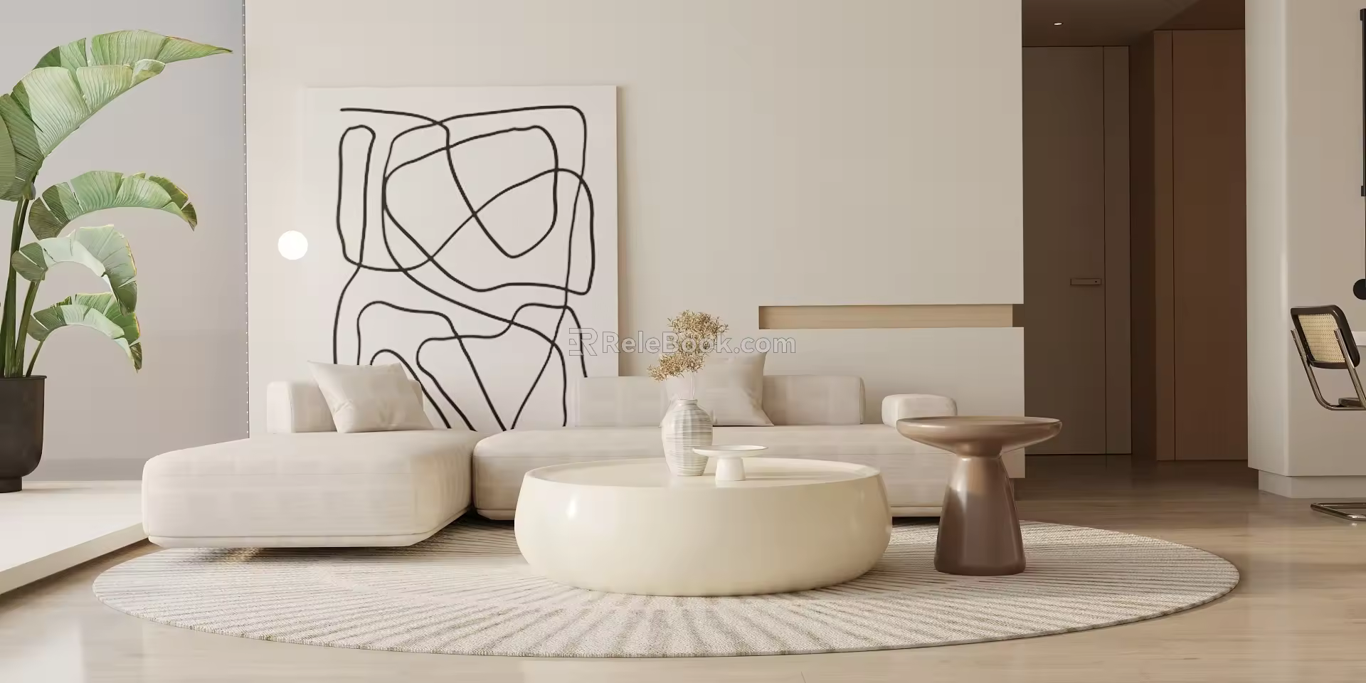 Modern sofa coffee table combination 3d model