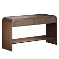 Modern Walnut Console Table Featuring Woven Drawer Panels And Open Lower Shelf Design 3d model