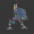 Blue Mechanical Four Legged Robot Character With Weapon Antenna And Sci Fi Creature Design Number 4