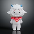 Cartoon Character With Sheep like Creature Features White Body Blue Horns Red Scarf Standing Pose