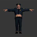 Game Movie Police Officer Character Standing In Uniform With Open Arms Hat And Badge