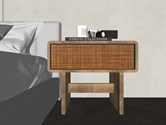 Quiet ancient rattan bedside table 3d model