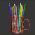 Vibrant Assorted Colored Pencils Neatly Stored in White Ceramic Mug