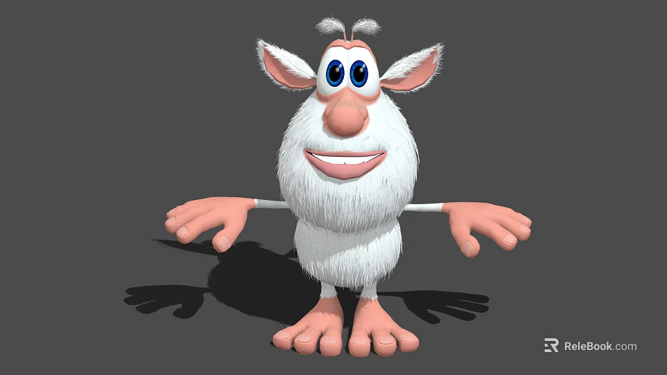 Cute 3D Rendered White Fluffy Cartoon Character With Big Blue Eyes Smiling And Open Arms 3d model 