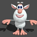 Cute 3D Rendered White Fluffy Cartoon Character With Big Blue Eyes Smiling And Open Arms