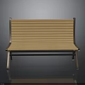 Modern Wooden Bench With Slatted Design And Metal Frame Structure