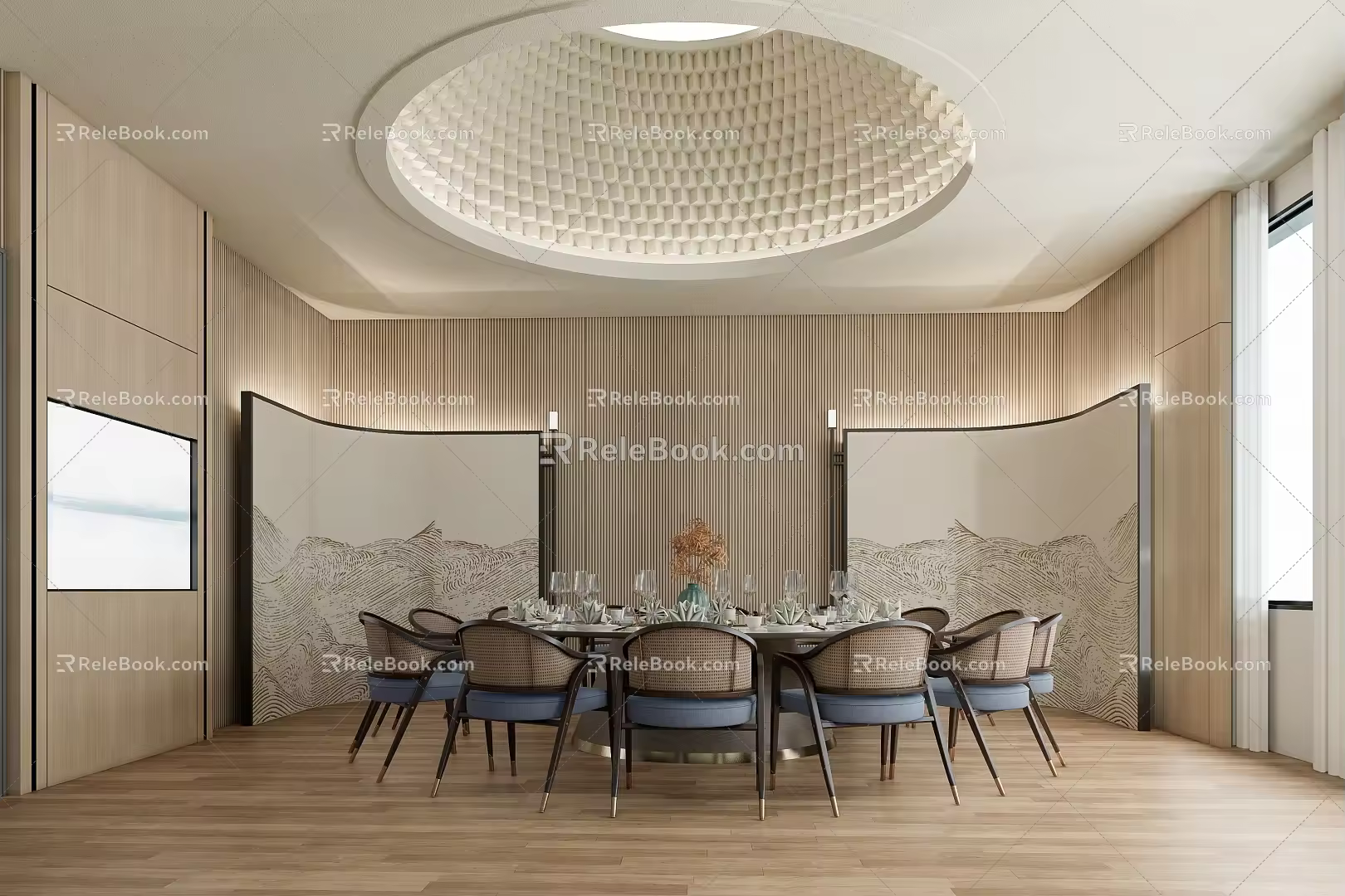 New Chinese-style private dining box 3d model