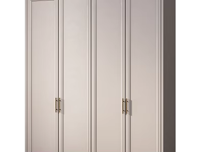 Modern Light Finish Dresser with Sleek Vertical Panels and Brass Handles for Bedroom Storage 3d model