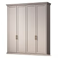 Modern Light Finish Dresser with Sleek Vertical Panels and Brass Handles for Bedroom Storage