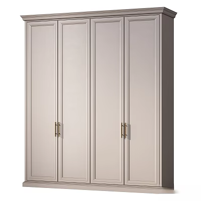 Modern Light Finish Dresser with Sleek Vertical Panels and Brass Handles for Bedroom Storage 3d model