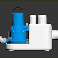 Blue Cylindrical Pump Apparatus With Two Units Black Handles White Base And Silver Connectors