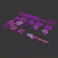 Wood And Stone Pieces With Various Colors Different Shapes And Crafting Tool