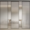 Modern Glass Partition With Geometric Patterns In Interior Design 3d model