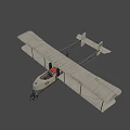 Vintage Biplane Model With Wooden Wings Propeller And Landing Gear
